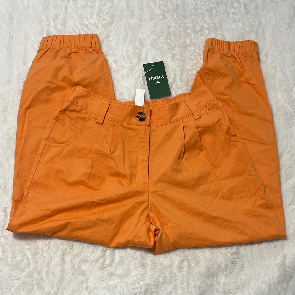 HALARA Women's Bright Orange Relaxed Chino Joggers